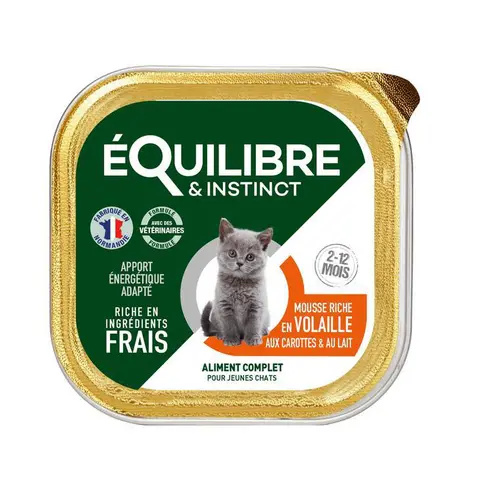 Style pour le jardin：Mousse pour chaton à la volaille et aux carottes Équilibre & Instinct - 85 g