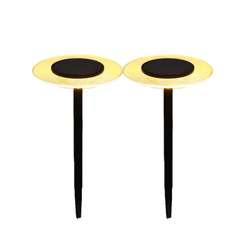 La solution pour votre jardin：Lot de 2 balises solaires Batimex coloris noir en métal - Ø 16 x 35 cm