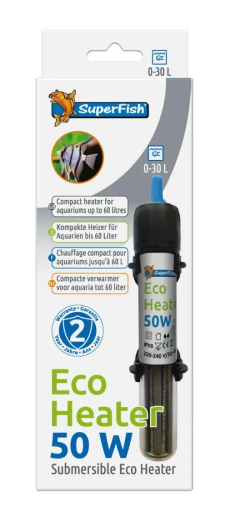 Pour un jardin agréable:Chauffage pour petit aquarium coloris noir SuperFish Eco Heater 50W
