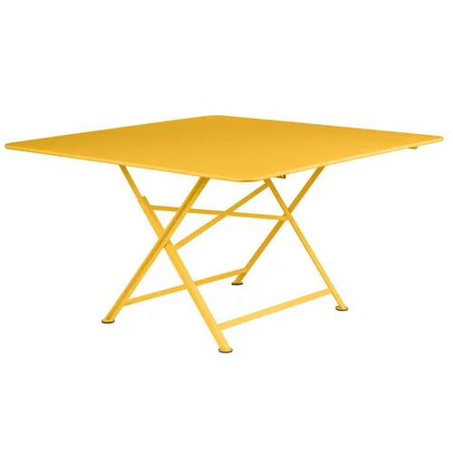 Sélection au jardin:Table pliante coloris jaune en acier Fermob Cargo - 128 x 128 x 74 cm