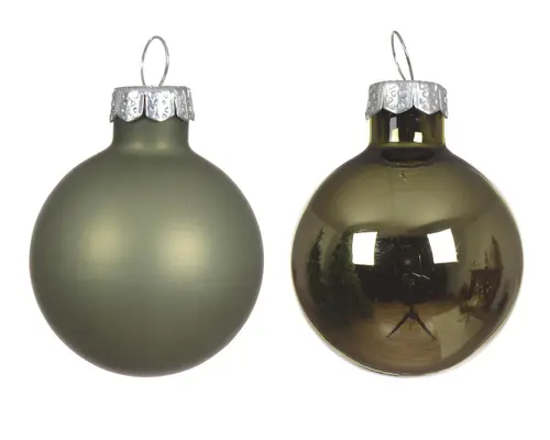 L’essentiel pour le jardin:Ensemble de 20 boules en verre brillant et mat vert romarin - Ø 6 cm