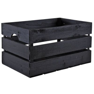 Caisse en bois peint noir