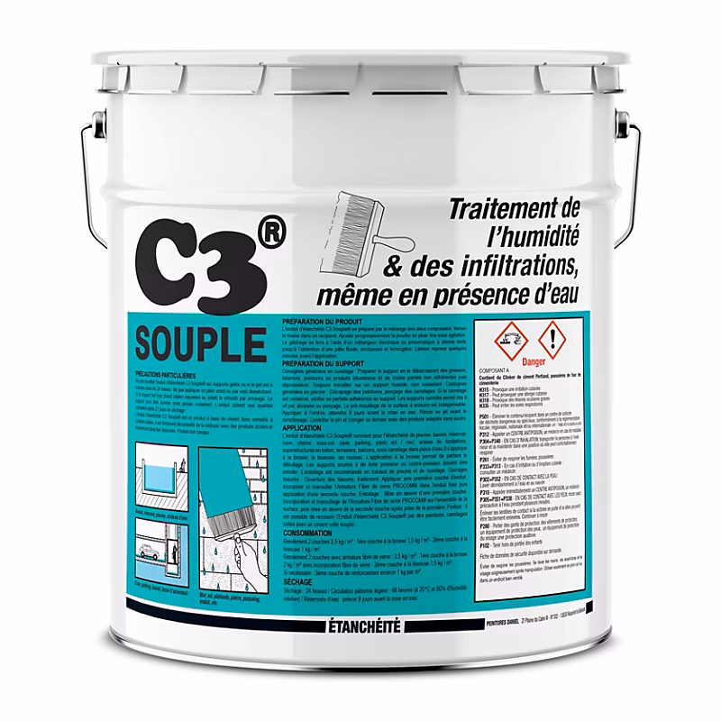 Enduit de cuvelage C3 enduit ciment étanchéité hydrofuge béton PROCOM | 17 – 5 – Gris