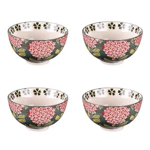 Idée utile：Coffret de 4 coupelles Cottage coloris vert en grès - Ø 11 cm