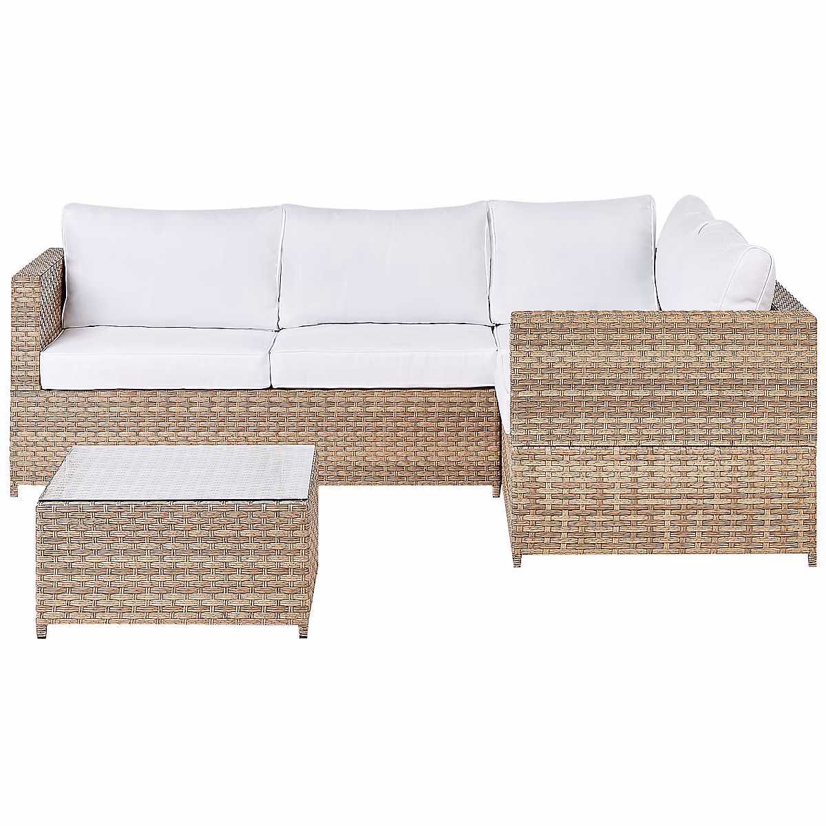 Salon et mobilier de jardin – Ensemble de canapés d'angle de jardin 4 places AVOLA Polyrotin Blanc cassé Côté gauche
