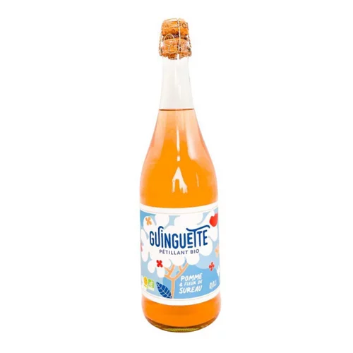Une touche extérieure:Pétillant pomme sureau bio Le Coq Toque - 75 cl