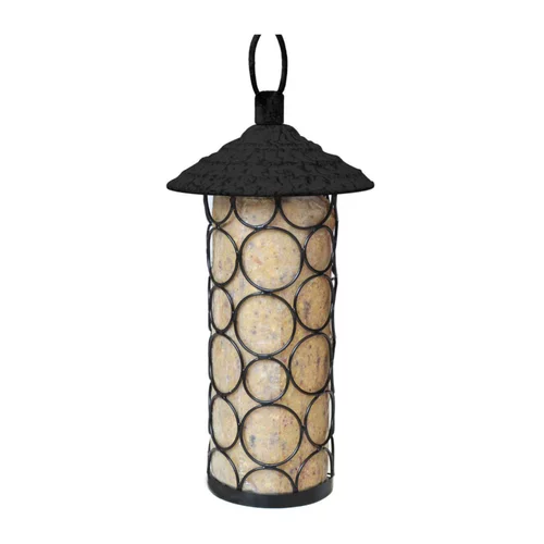 Choix jardin：Kit de mangeoire pétillante noir en métal et cylindre Ø 12 x 25,5 cm
