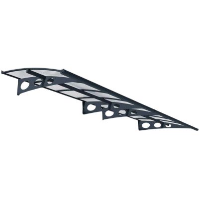 Marquise de porte en aluminium gris et polycarbonate double paroi Herald (447 x 139 cm)