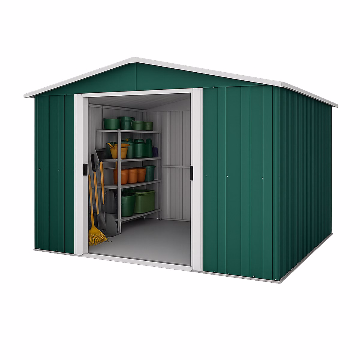 Abri de jardin métal vert 6 – 4 m2 Yardmaster + kit d'ancrage