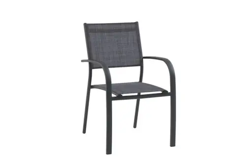 Jardin tendance:Fauteuil de jardin en aluminium, textilène anthracite chiné - CREADOR Tosca