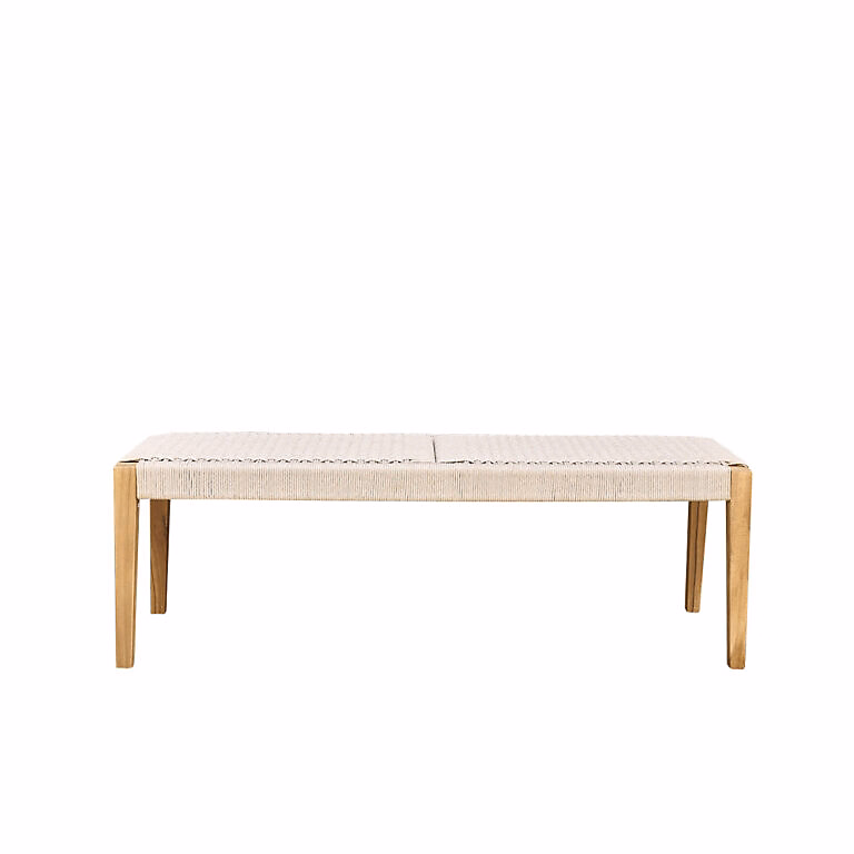 Salon et mobilier de jardin – Banc de jardin en teck massif et cordage 140cm Beige CALVI