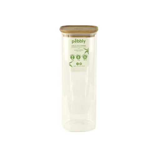 Idéal pour vos extérieurs:Boîte en verre empilable 2200 ml avec couvercle en bambou 11x11x30 cm