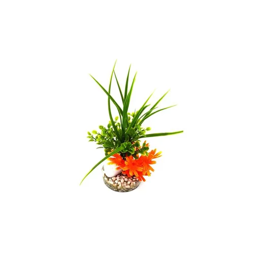 À découvrir pour le jardin：Algue épée verte en plastique avec pierres 10 x 28 cm