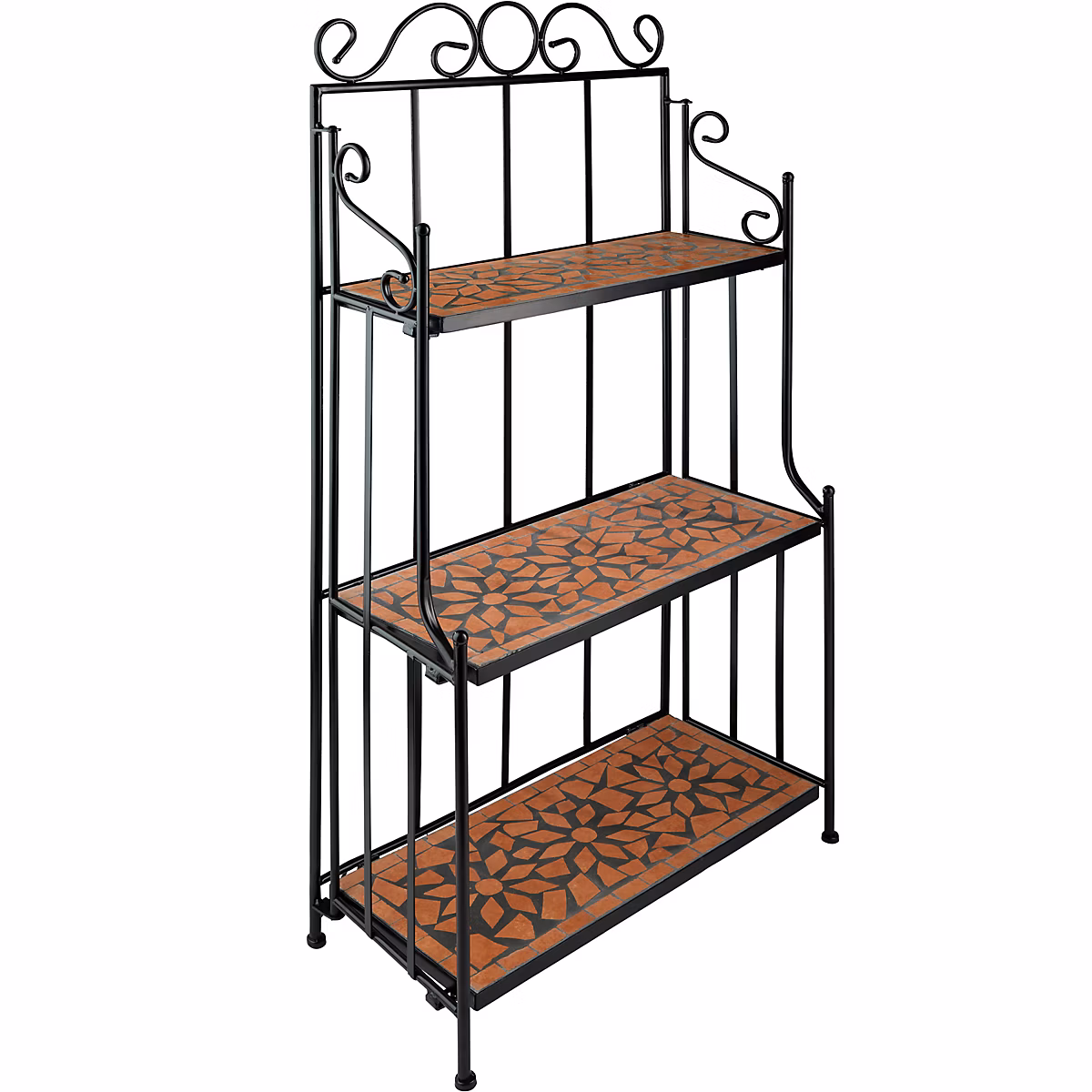 Etagère – Escalier à plantes avec 3 étagères en mosaïque marron terracotta