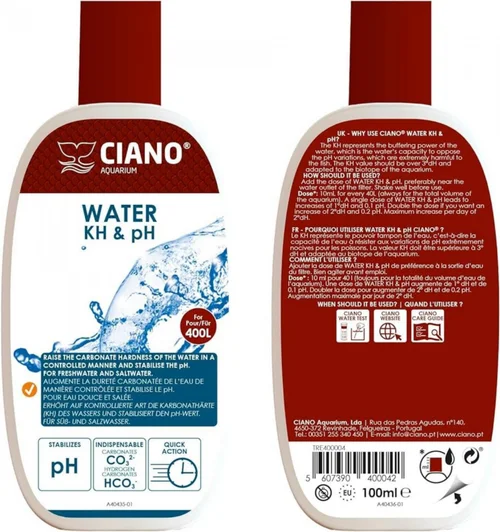Un plus pour votre jardin:Traitement d'eau aquarium - CIANO Water KH & PH - 100ml