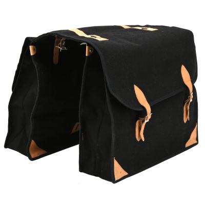 Sacoche à vélo en coton et cuir (Noir)