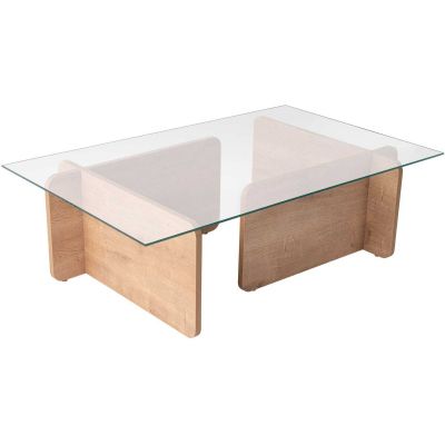 Table basse en verre et aggloméré Flavio (Chêne)