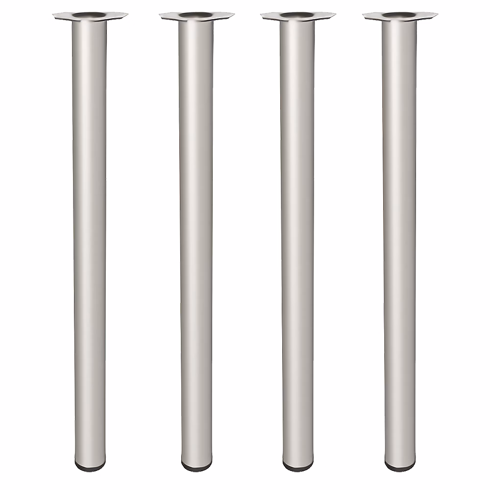 4 un. Pied de table rond en acier – diamètre 60 mm, hauteur 870 mm, peinture aluminium avec régulateur de nivellement
