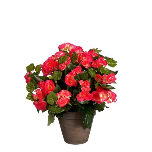 La solution pour votre jardin:Bégonia rose artificiel en pot gris Edelman - Ø 36 x H 37 cm