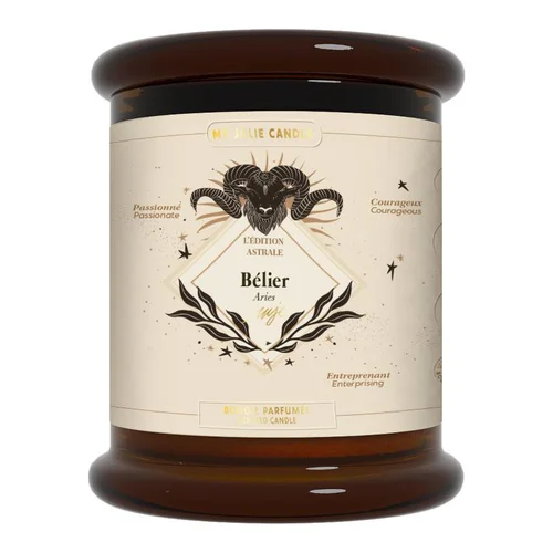 Pour mieux vivre dehors:Bougie parfumée vétiver, pomelo, bois de cèdre My jolie Candle Astrale bélier - 300 g