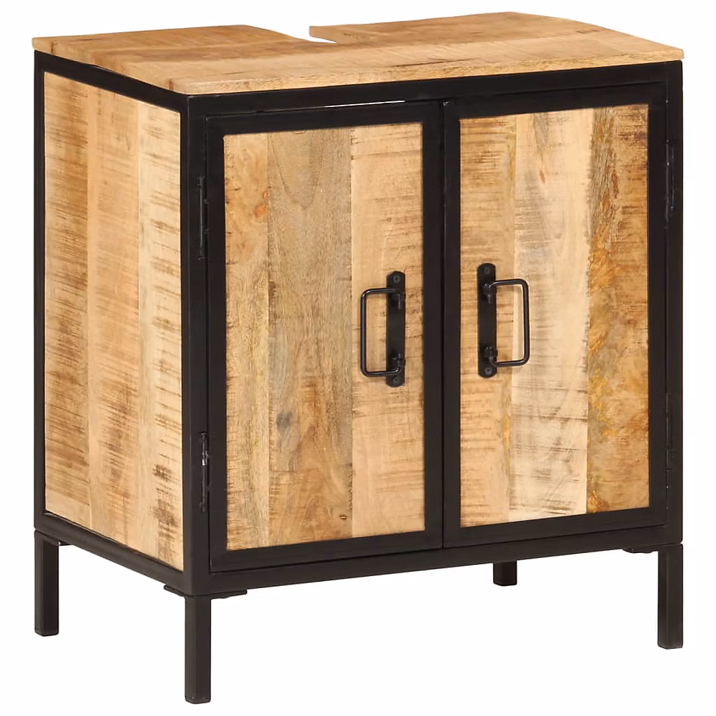 WC – Armoire lavabo de salle de bain bois massif de manguier et fer vidaXL