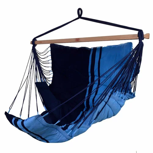 Jardin et confort:Chaise hamac coloris bleu Caraïbes en polypropylène XXL Jobek Hamac Konfort - 225 x 130 cm