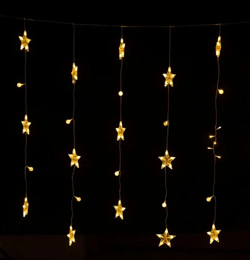 Nature utile：Rideau décoratif étoile & bulles LED blanc chaud coloris blanc - 2 x 1 m