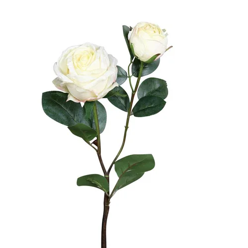 Idée extérieure：Rose artificielle blanche avec une fleur et un bouton – 57 cm