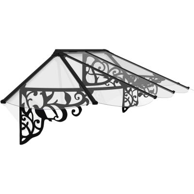 Marquise de porte en aluminium et polycarbonate Lily (267 x 88 cm)