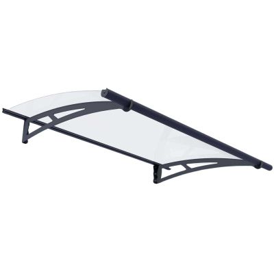 Marquise de porte en aluminim gris et polycarbonate transparent Aquila (150.5 x 91.5 cm)