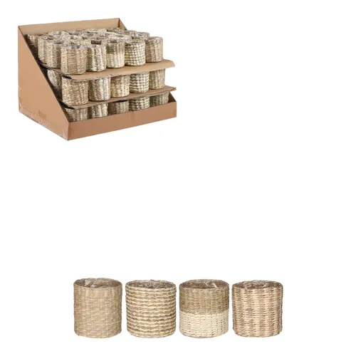 Idéal pour vos extérieurs：Cache-pot baby coloris marron en osier Alexis Mica Decorations - 7 x Ø 7 cm