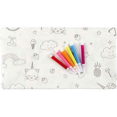 Nappe à colorier 180 x 120 cm + 6 feutres (Licorne)