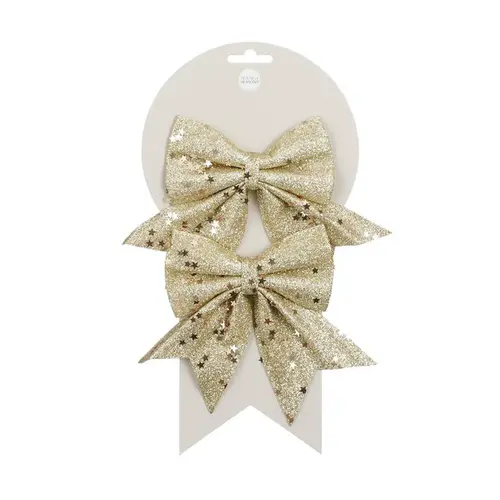 Maison & extérieur：Lot de 2 nœuds décoratifs champagne - 12 x 13 cm