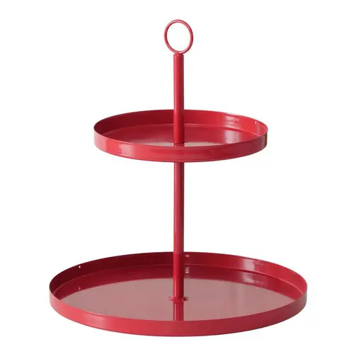 À découvrir au jardin：Présentoir de table en fer enduit de poudre rouge Samina - H 34 x D 30 cm