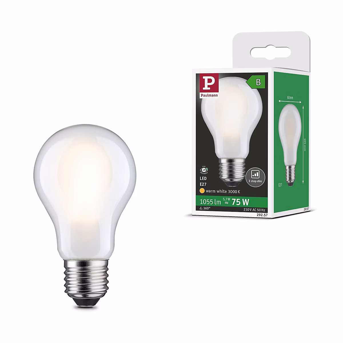 Efficient-Line Filament 230 V Ampoule LED E27 Luminaire individuel 1055lm 5 – 7W 3000K gradable Dépoli