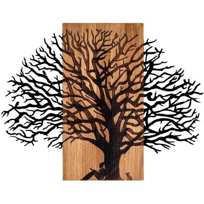 Décoration murale en métal et bois Arbre (Modèle 3)
