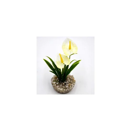 Confort dehors:Mini massif de fleurs blanches en plastique 10 cm