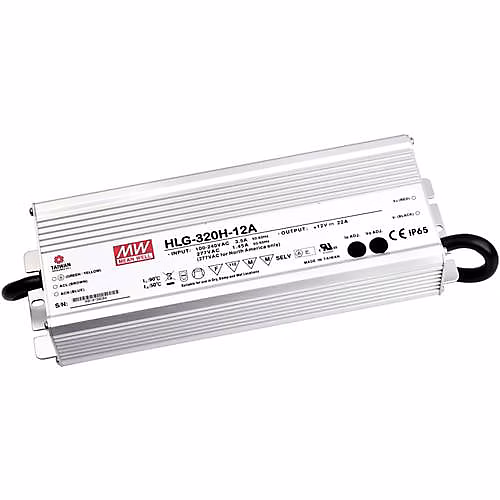 Driver LED 15 V DC 19 A HLG – 320H | 15A | alimentation LED IP65 boîtier métallique 285 W