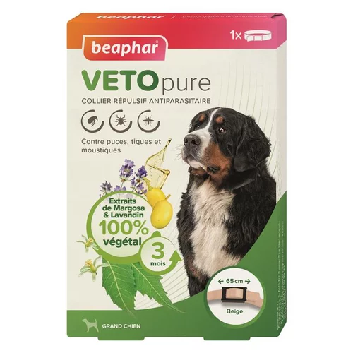 Une solution pour le jardin：Collier répulsif antiparasitaire pour le chien de grande taille coloris beige VETOpure Beaphar – 65 cm