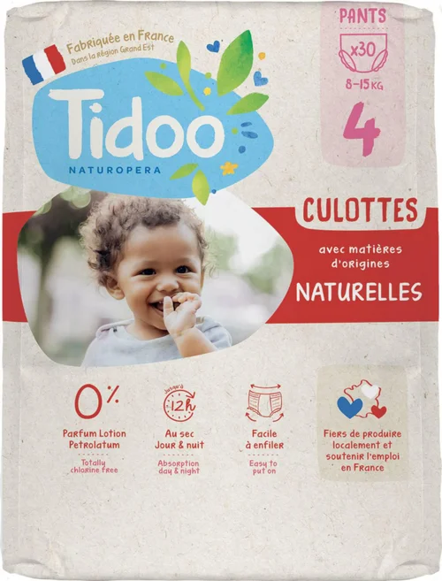 Sélection extérieure:Culottes d’apprentissage écologiques en sachet T4 (8-15kg) Tidoo, certifiées FSC® - 30 pièces