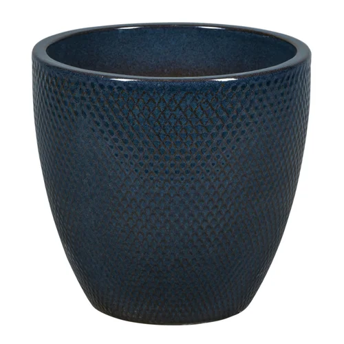 Équipement extérieur:Pot rond en grès émaillé bleu océan Passion for Pottery Busan - Ø 48 x H 40 cm