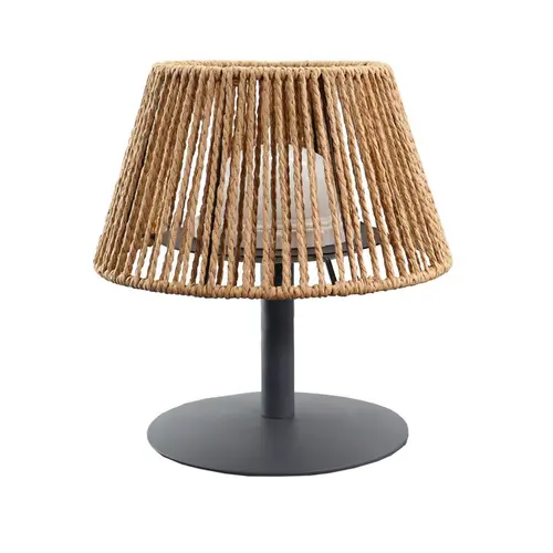 Extérieur solution:Lampe de table USB sans fil avec abat-jour naturel - Ø 20 x H 22 cm