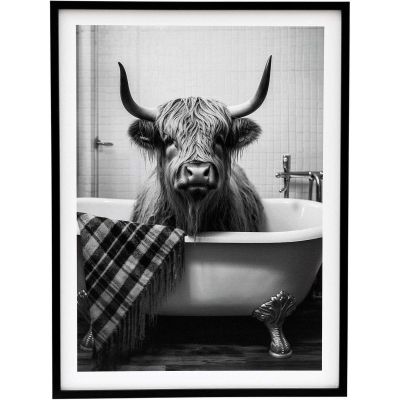 Tableau décoratif noir et blanc Cow bath (45 x 60 cm)