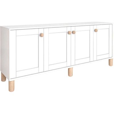 Buffet 4 portes en aggloméré Bohemian (Blanc)