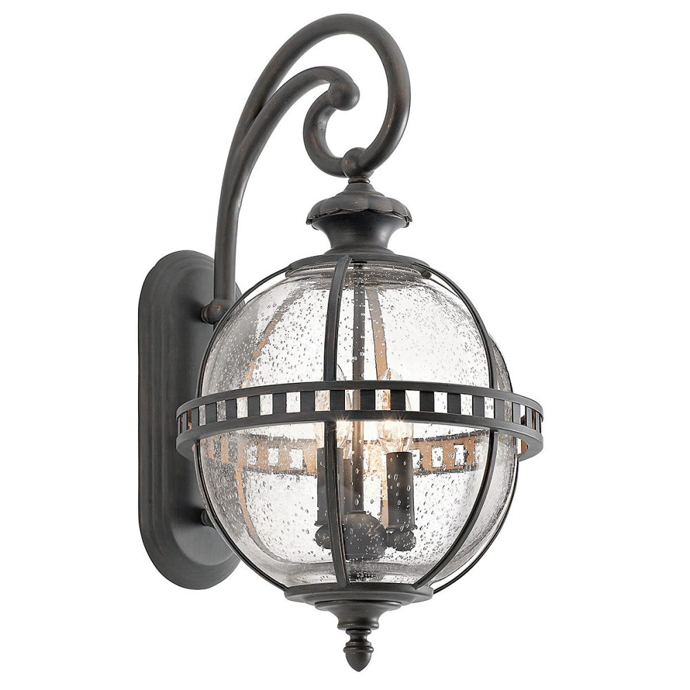Elstead Halleron – Lanterne murale d'extérieur à 3 ampoules gris clair IP44, E14