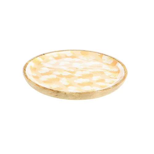 Sélection nature:Plat rond émaillé coloris bois en bois de manguier Estival - Ø 30 cm