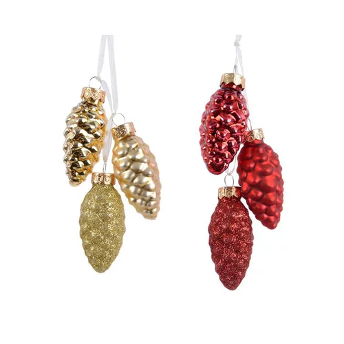 Esprit extérieur:Suspension grappe pommes de pin coloris rouge - Ø 2,5 cm