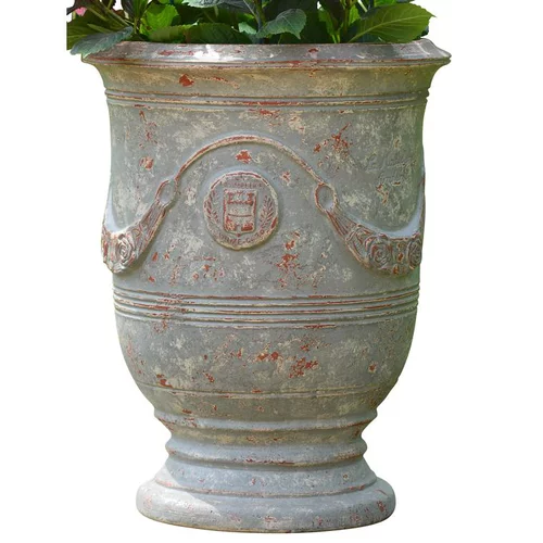 Pour tous jardins:Vase Anduze patine grise en terre cuite émaillée H 68 x Ø 53 cm