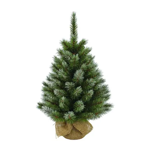 Pour un extérieur à votre image：Sapin de Noël artificiel vert givre avec toile de jute et pommes de pin Pittsburgh
