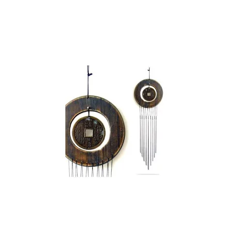 Style nature:Carillon au décor soleil en bois et en aluminium, H 60 cm
